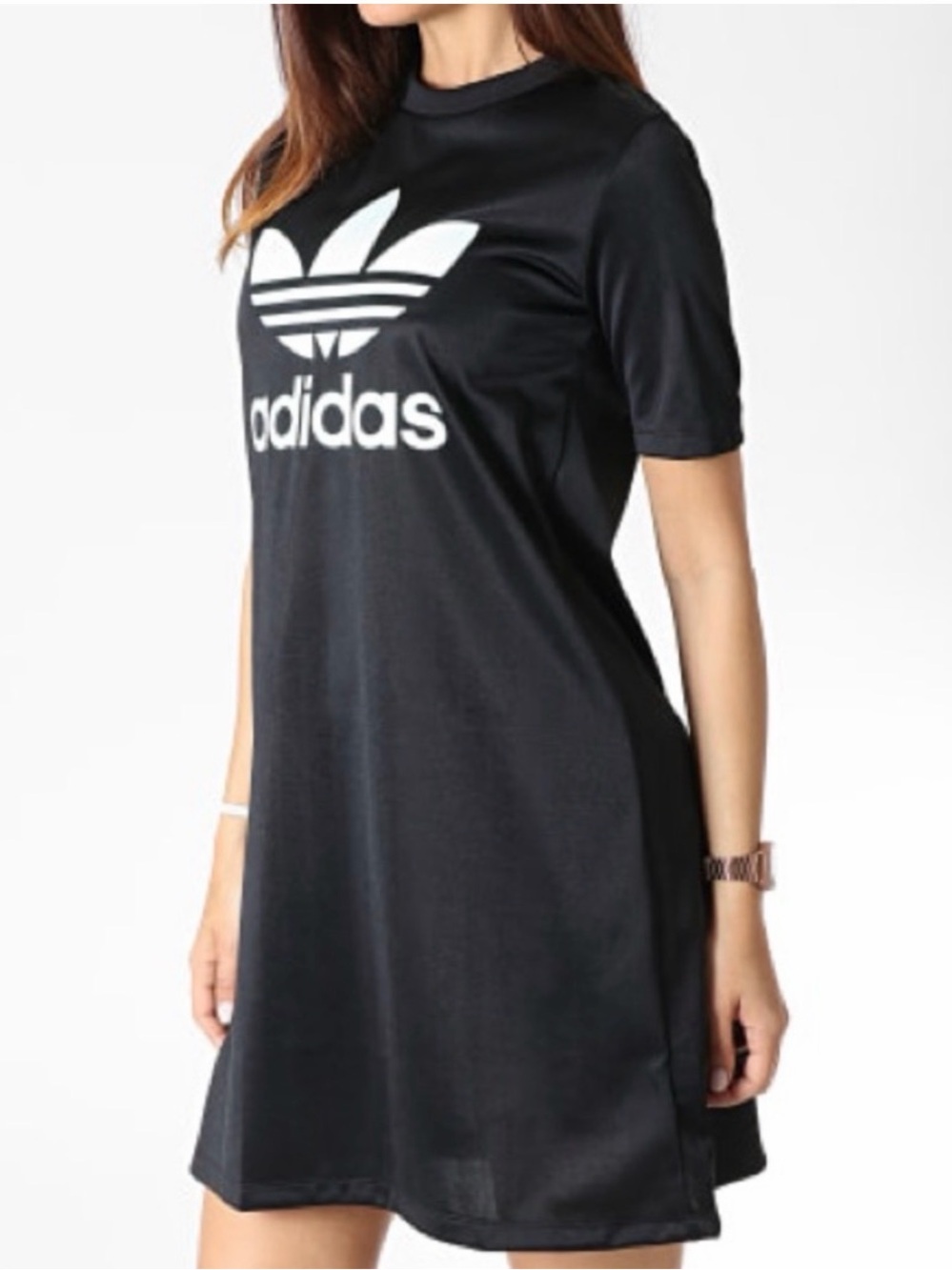 Adidas Trefoil T-Shirt Black White Dress Medium